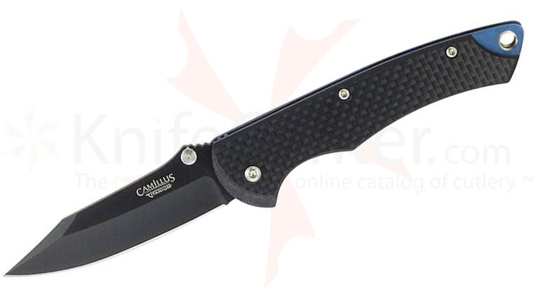 Camillus 7-1/4 inch Carbonitride Titanium Folding Knife VG10 Drop Point Blade, Carbon Fiber Handles