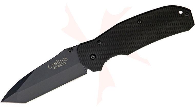 Camillus 8.25 inch Carbonitride Titanium Folding Knife VG10 Tanto Blade, G10 Handles