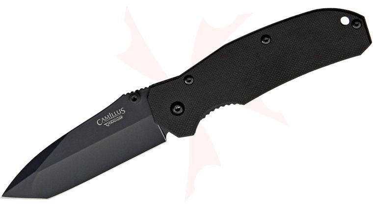 Camillus 6.75 inch Carbonitride Titanium Folding Knife VG10 Tanto Blade, G10 Handles