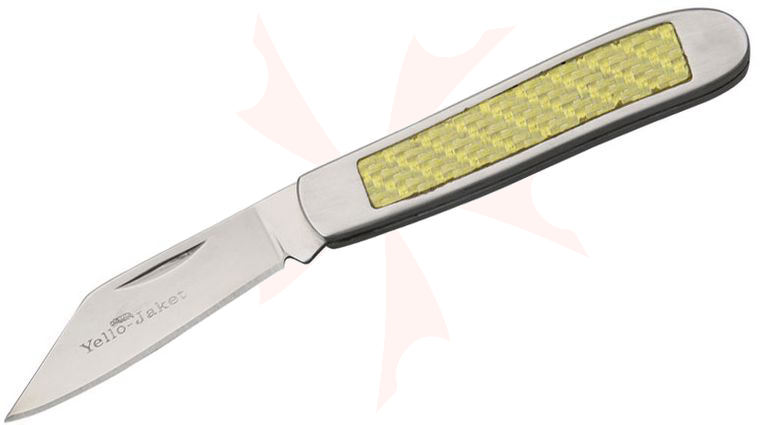 Camillus Yello-Jaket 1 Blade Peanut Folding Knife AUS8 Plain Blade, Carbon Fiber Accents