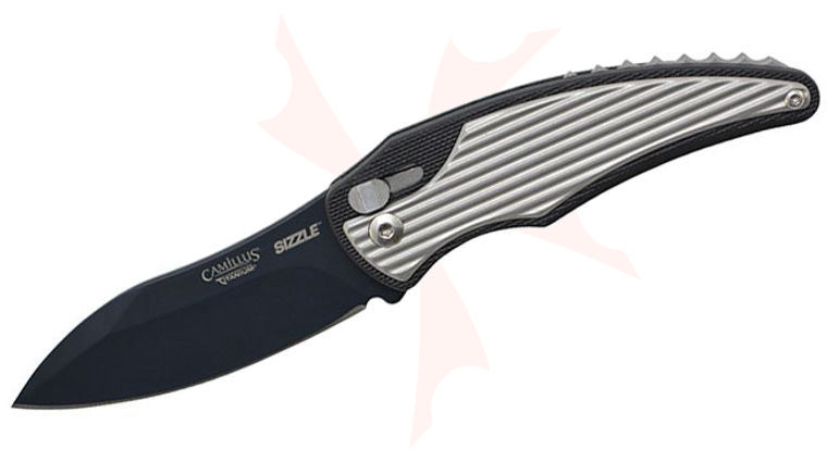 Camillus 19170 Sizzle Flipper 2.75 inch AUS-8 Drop Point Blade, Black Glass-Filled Nylon Handles