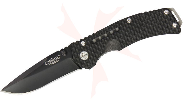 Camillus 19205 Vortex Folding 3.25 inch Titanium Bonded AUS-8 Stainless Blade, Black G10 Handles
