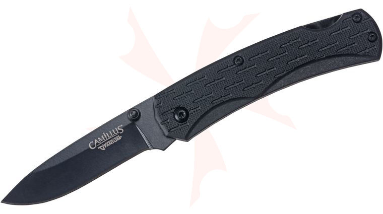 Camillus CamLite Folding 2.75 inch Titanium Bonded 440 Stainless Blade, Black GRN Handles