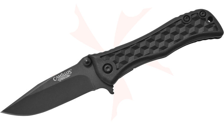 Camillus 19278 Erupt Flipper 2.45 inch Black Plain Blade, Glass-Filled Nylon Handles
