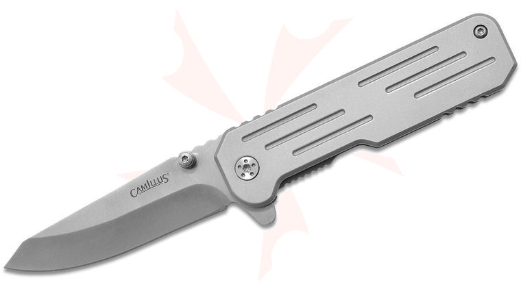 Camillus Choff Flipper Knife 2.75 inch Titanium Bonded 420 Drop Point Blade, Stainless Steel Handles
