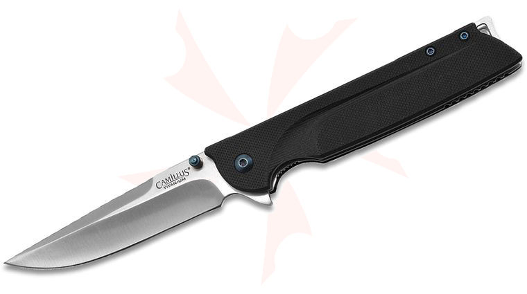 Camillus Keto Flipper Knife 3.5 inch 420 Drop Point Blade, Black G10 Handles
