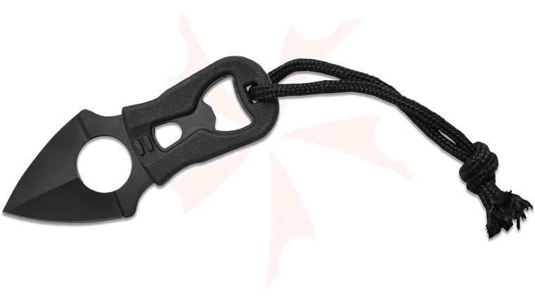 Camillus Heater 2 Neck Knife Fixed Blade Knife 1.75 inch 440 Black Single Edge, Black FRN Handles, Molded Plastic Sheath