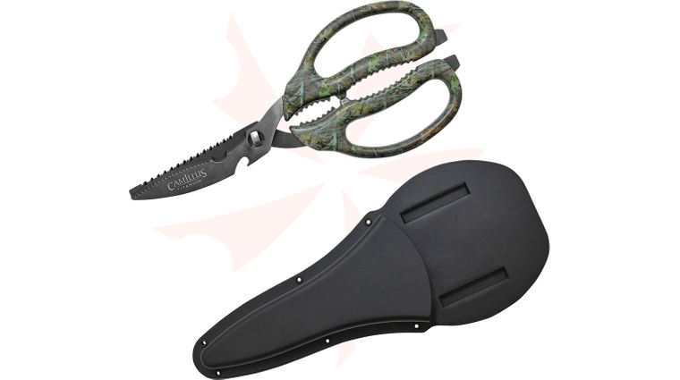 Camillus 9 inch Detachable Game Shears, Camo Handles, Black Plastic Sheath
