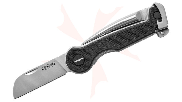 Camillus Marlin Spike 2.0 Folding Knife 2.5 inch 440 Titanium Bonded Sheepsfoot Blade, Black G10 Handles