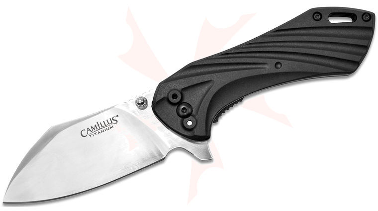 Camillus Chunk Flipper Knife 3 inch Satin Sheepsfoot Blade, Black GFN Handles