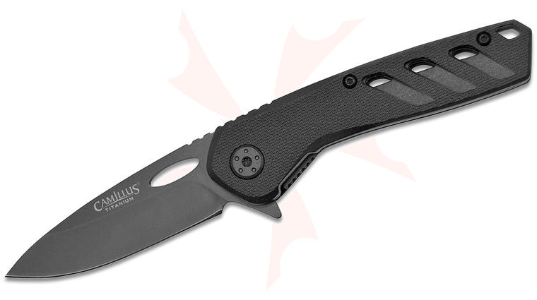 Camillus Slot Flipper Knife 2.75 inch Black Drop Point Blade, Black GFN Handles