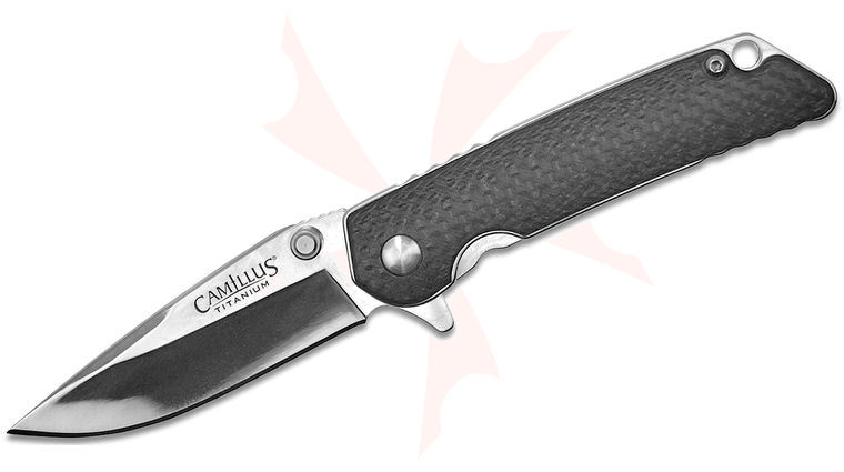 Camillus TRC Flipper Knife 3 inch VG10 Satin Drop Point Blade, Carbon Fiber Handles