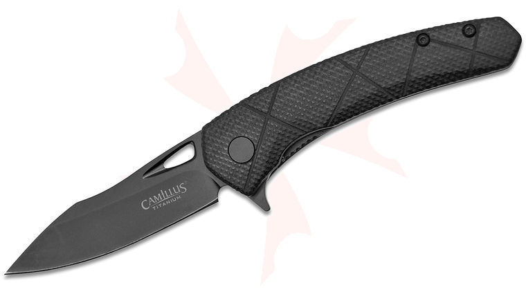 Camillus Blaze Flipper Knife 2.75 inch Black Drop Point Blade, Black G10 Handles