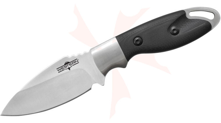 Western 19202 Kota Fixed 3.25 inch Drop Point Blade, Black G10 Handles, Nylon Sheath