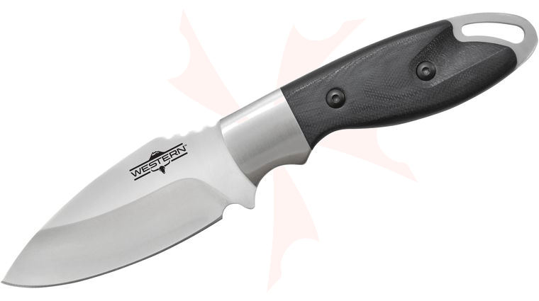 Western 19203 Kota Fixed 3.75 inch Drop Point Blade, Black G10 Handles, Nylon Sheath