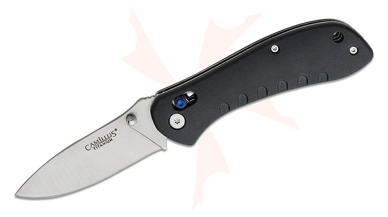 Camillus Rovax CUDA Crossbar Lock Folding Knife 3.25 inch Satin Drop Point Blade, Black GFN Handles