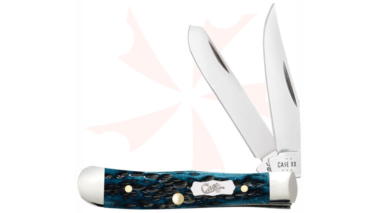 Case Pocket Worn Peach Seed Jig Mediterranean Blue Bone Tiny Trapper Pocket Knife 2.38 inch Closed (62154 SS)