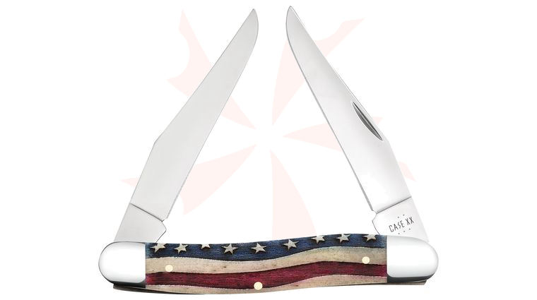 Case Star Spangled Embellished Smooth Natural Bone Muskrat Pocket Knife 3.88 inch Closed (MUSKRAT SS)