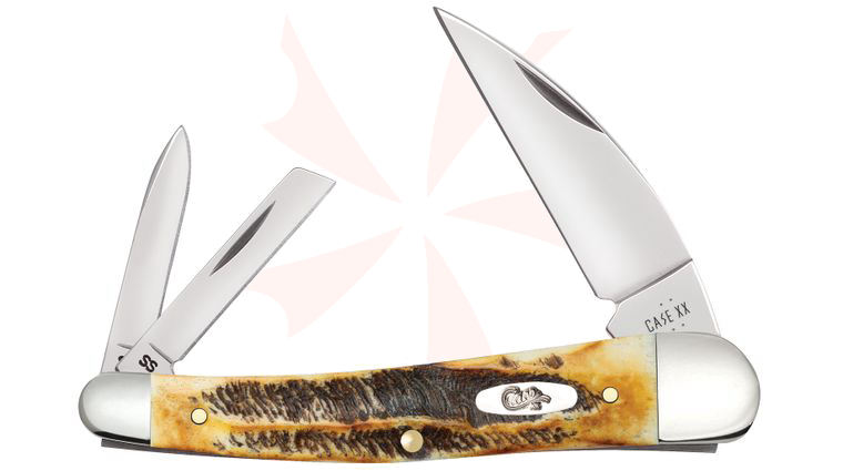 Case 6.5 Burnt Bone Stag Seahorse Whittler Pocket Knife 4 inch Closed (6.5355WH SS) 