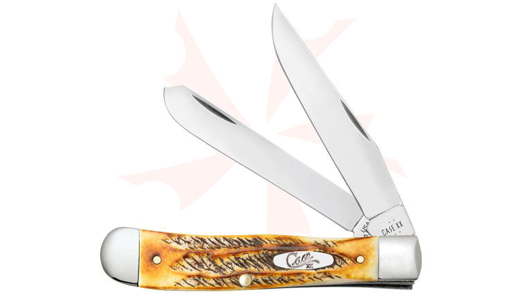 Case 6.5 Burnt Bone Stag Trapper Pocket Knife w/ Clip 4.13 inch Closed (6.5254C SS) 
