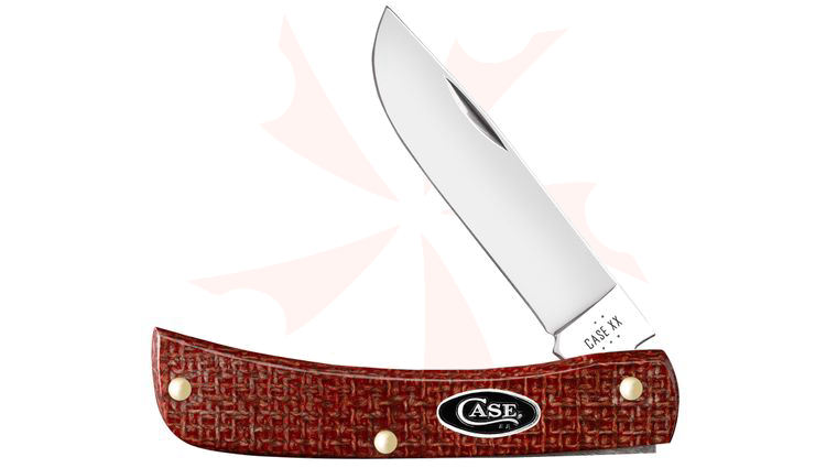 Case Dark Red Burlap Micarta Sod Buster Jr. Pocket Knife 4.63 inch Closed (10137 CS)