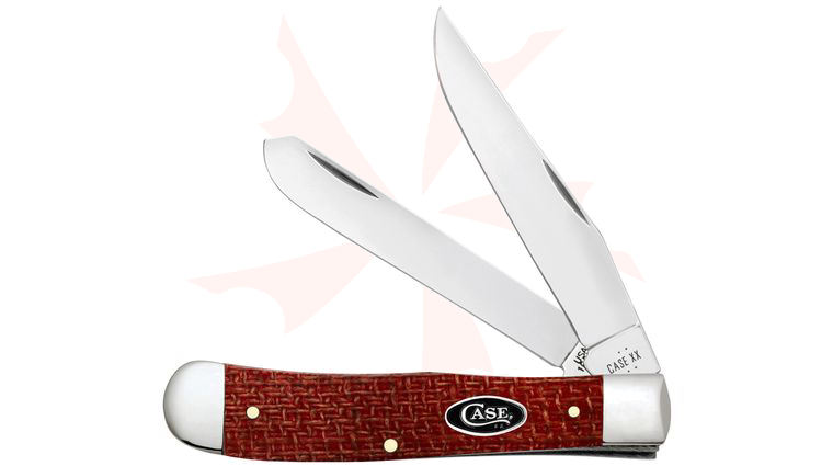 Case Dark Red Burlap Micarta Trapper Pocket Knife 4.13 inch Closed (10254 CS)