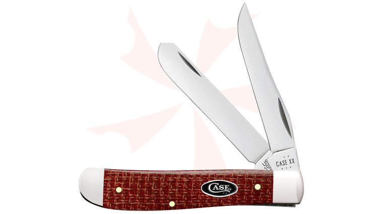 Case Dark Red Burlap Micarta Mini Trapper Pocket Knife 3.5 inch Closed (10207 CS)