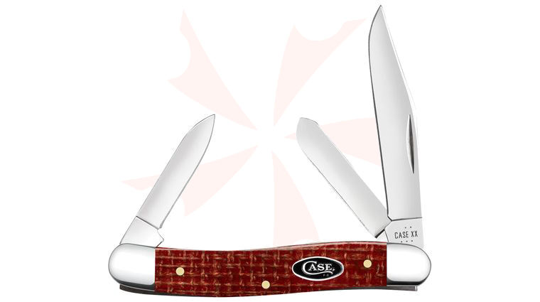 Case Dark Red Burlap Micarta Medium Stockman Pocket Knife 3.38 inch Closed (103087 CS)