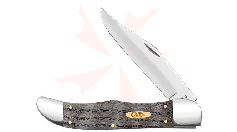 Case Smooth Black Curly Oak Folding Hunter Pocket Knife 5.25 inch Closed (7165 SS)