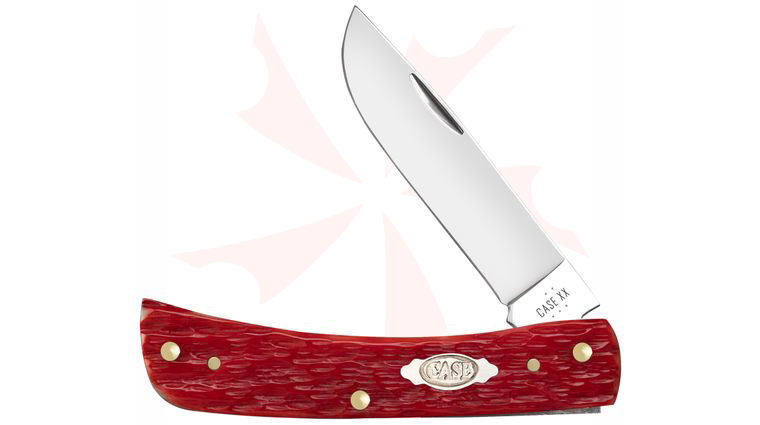 Case Peach Seed Jig Dark Red Bone Sod Buster Jr. Pocket Knife 3.63 inch Closed (6137 CS)