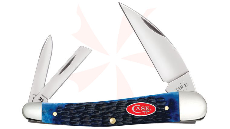 Case Rogers Jig Navy Blue Bone Seahorse Whittler Pocket Knife 4 inch Closed (6355WH SS)