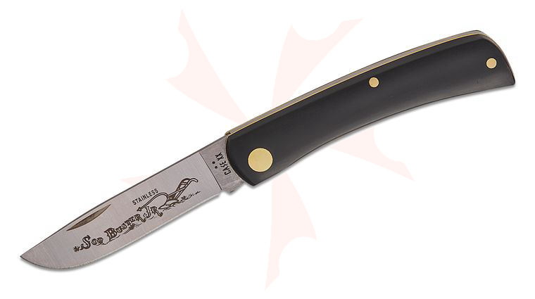 Case Sodbuster Jr. Pocket Knife 3.625 inch Closed, Smooth Black Synthetic Handles (2137 SS)