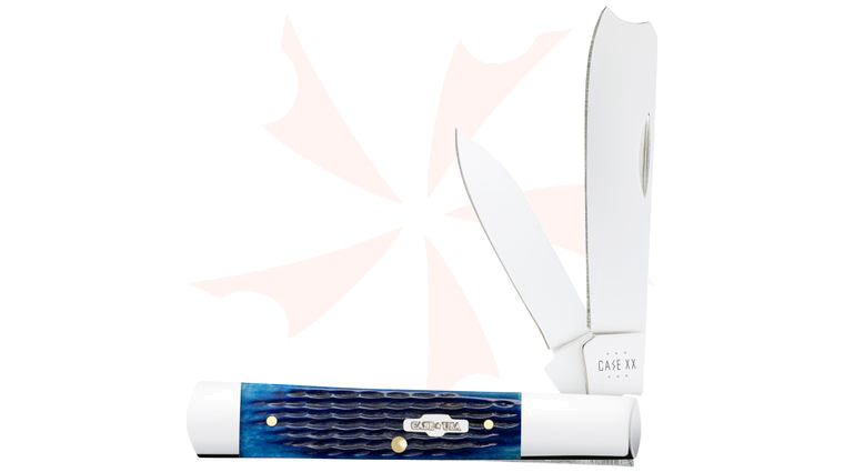 Case Rogers Corn Cob Jigged Blue Bone Razor Pocket Knife 3.88 inch Closed (62005RAZ SS)