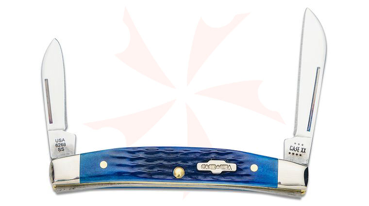 Case Rogers Corn Cob Jigged Blue Bone 2-Blade Small Congress Pocket Knife 3.13 inch Closed (6268 SS)