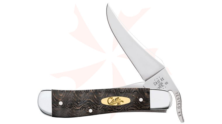 Case Smooth Black Curly Oak RussLock Pocket Knife 4.13 inch Closed, (71953L SS)