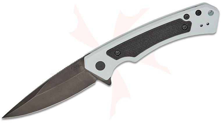 Case Marilla Flipper Knife 3.4 inch CPM-S35VN Black DLC Drop Point Blade, White Cerakote Aluminum Handles w/ Black G10 Inlays