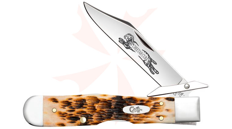 Case Peach Seed Jigged Amber Bone Cheetah Cub 3.5 inch Closed (611 1/2L SS)