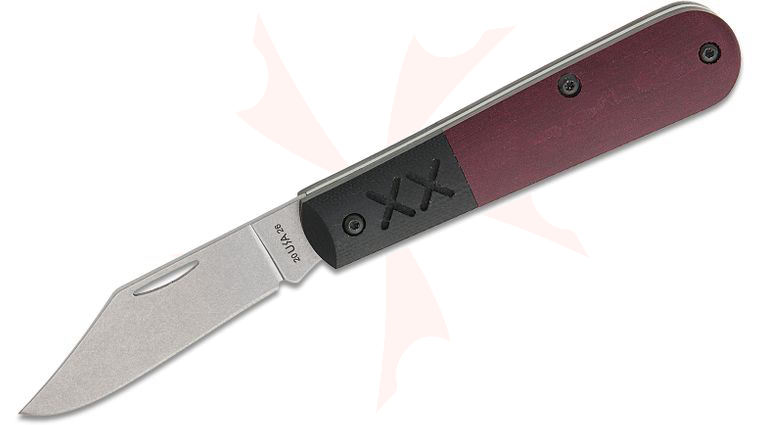Case  inchCut of the Month inch August Crossroads XR Barlow Slipjoint Pocket Knife 3.38 inch Closed, S35VN Stonewashed Clip Point Blade, Redstone Richlite Handles with Black G10 Bolsters (XR101009 1/2 S35VN)