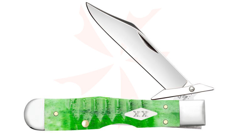 Case Gator Jig Bright Green Bone Cheetah Cub Pocket Knife 3.5 inch Closed (611 1/2L SS)