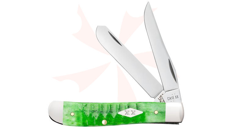 Case Gator Jig Bright Green Bone Mini Trapper Pocket Knife 3.5 inch Closed (6207 SS)