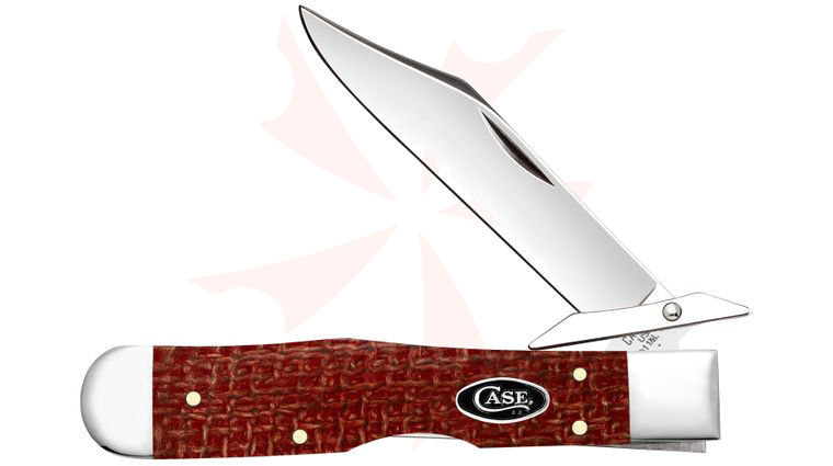 Case Dark Red Burlap Micarta Cheetah Cub Pocket Knife 3.5 inch Closed (1011 1/2L CS)