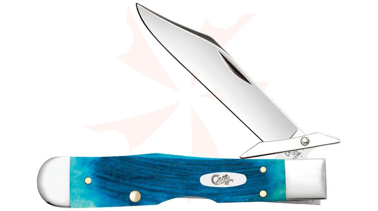 Case Sawcut Jigged Caribbean Blue Bone Cheetah Cub Pocket Knife 3.5 inch Closed (611 1/2L SS)
