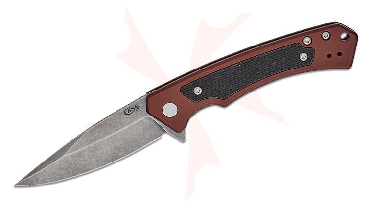 Case Marilla Flipper Knife 3.4 inch CPM-S35VN Stonewashed Drop Point Blade, Dark Brown Anodized Aluminum Handles w/ Black G10 Inlays