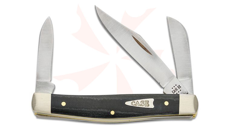 Case Smooth Black Micarta Medium Stockman 3.63 inch Closed (10344 SS) 