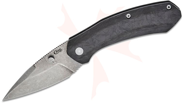 Case Westline Assisted Folding Knife 3.19 inch CPM-S35VN Stonewashed Modified Drop Point Blade, Black Marbled Carbon Fiber Handles