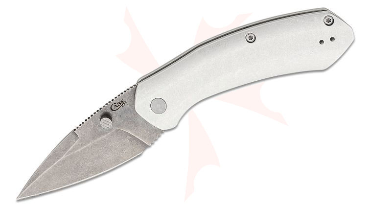 Case Westline Assisted Folding Knife 3.19 inch CPM-S35VN Stonewashed Modified Drop Point Blade, Stonewashed Aluminum Handles
