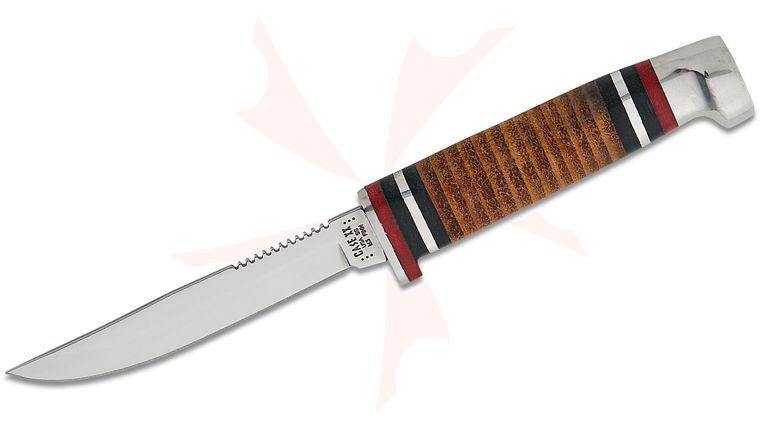 Case 379 Hunter Fixed 3.125 inch Mirror Polished Blade, Leather Handle, Brown Leather Sheath (M3FINN SS)