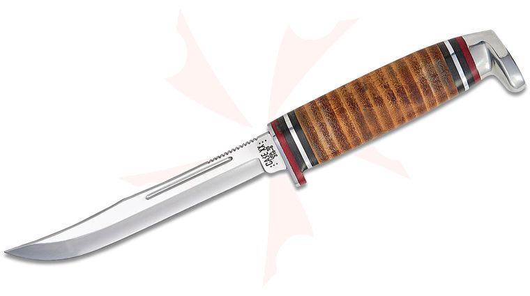 Case 386 Hunter Fixed 5 inch Mirror Polished Blade, Leather Handle, Brown Leather Sheath (9316-5 SS)