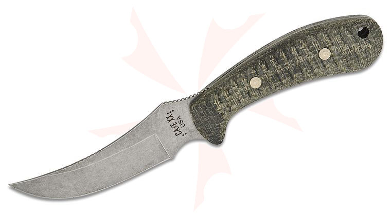 Case Ridgeback Hunter Fixed Blade Knife 4.1 inch Stonewashed Skinner Blade, Black Burlap Laminate Handles, Genuine Leather Sheath (Ridgeback SS)