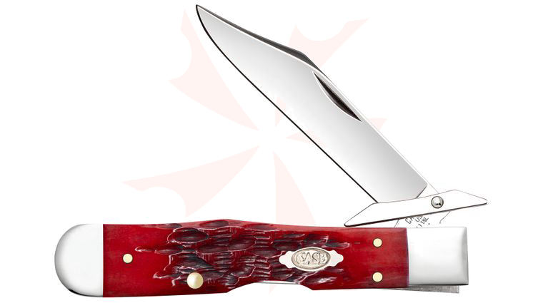 Case Peach Seed Jig Dark Red Bone Cheetah Cub Pocket Knife 3.5 inch Closed (611 1/2L CS)